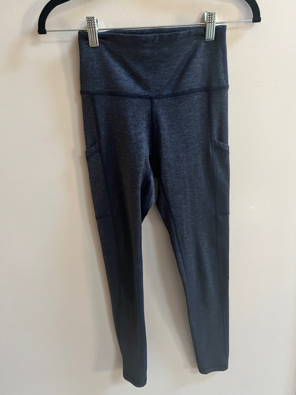 aerie Navy High-Waist Leggings with Side Pockets Slim Fit Tapered Legs